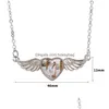 Pendentif Colliers DIY Sublimation Blank Couples Collier Designer Bijoux Love Wing Heart Femme Party Po Cadre Sier pour les femmes S Dhm6F