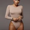 Kobiety Jumpsuits Rompers seksowne damskie body bodysuit o szyja kombinezon kombinezonu długie rękawie chude eleganckie blaty żeńskie plamki 230131