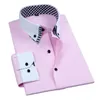 メンズカジュアルシャツメンズダブルレイヤードレスシャツ長袖ノンアイアンファッションビジネスフォーマルレギュラーフィットオフィスカミサソーシャルソリッドボタン230201