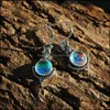 Charm Ethnic Bohemia Dangle Drop Moonstone Earrings For Women Tibetan Sier Earring Vintage Earings Fashion Jewelry Party Gifts Delive Otakw