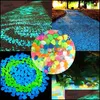 Decorações de jardim 100pcs/lote pedras luminosas brilham em seixos decorativos escuros passarelas de grama aquário fluorescente Drop Deliver dhbqu