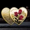 عملات عيد الحب على شكل قلب روز هدية المعادن التذكارية 52 لغة أحبك ميدالية تحدي العملة الحرفية FY2672
