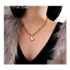 Colares pendentes Colar de travamento quadrado ￠ m￣o para homens e mulheres Gold Sier Color Lover Chokers Clavicle Jewelry Gifts Drop Otyi9
