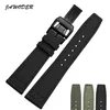 JAWODER Watchband 20 21 22mm Stainless Steel Deployment Buckle Black Green Nylon with Leather Bottom Watch Band Strap for Portugal7210530