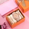 Avanadores de pulso 3pcs Conjunto de moda Ladies Quartz Watch Bracelet Gift com Box Women's Diamond Top para Women Wristwatch