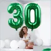 Décoration de fête 30 pouces Numéro de papier d'aluminium Ballons pour la jungle animal joyeux anniversaire figurines mariage baby shower anniversaire Dr Dhgmy