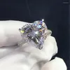 Уважаемые кольца любители сердца обещают кольцо серебристого цвета 3CT Sona CZ Обручальная группа для женщин свадебные украшения моды
