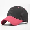 Bollmössor Fashion Vuxen Solid Patchwork Cap Fashion Distressed Denim Hats Baseball Cap Topee Men's Mesh Hats G230201