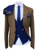 Мужские костюмы Blazers Модный костюм для мужчины серого пиджака темно -синий жилет и брюки для жениха