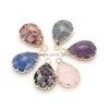 Charms Gold Claw Edge Healing Waterdrop Natural Stone Rose Quartz Crystal Pendant Diy Necklace Women Fashion Jewelry Finding Dhgarden Dhkn0