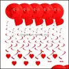 Party Decoration 12/24pcs/Lot Red Love Heart Tak