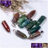 Charms Pendum Doğal Kristal Gül Kuvars Kaplanlar DIY Küpeler İçin Göz Taşı Şekli Kolye Kolye Takı 10x25mm Dr Dhgarden Dhmie