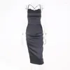 Casual jurken Satin sexy avondjurk vrouwen zomer backless verband dames feest mode solide nachtclub bodycon midi 19297