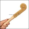 Cleaning Brushes Wooden Cup Brush Coconut Palm Long Handle Bottle Cleaner Pot Glass Washing Tableware Home Kitchen Tool Vt0743 Drop Dhy8H