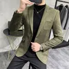 Мужские костюмы Blazers Deerskin Кожаная куртка повседневная стройная костюм Terno Masculino 6 Color 230131