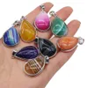 Charms Fashion Stripe Agate Pierre Goutte D'eau Sier Couleur Tranchant Pendentif Diy Pour Bracelet Collier Boucles D'oreilles Fabrication De Bijoux 20X30 Dhgarden Dhjkb