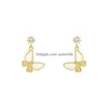 Dangle Chandelier Fashion Jewelry S925 Sier Needle Cute Butterfly Earrings Lady Elegant Stud Drop Delivery Dhcsn