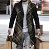 Misto lana da uomo Cappotto invernale in pile per uomo Stampa a righe Sciolto manica lunga Trench con bottoni Moda uomo Cappotti 230201