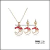 Boucles d'oreilles collier à la mode dessin animé boucle d'oreille ensemble pour enfants femmes noël bonhomme de neige chaussettes conception charmant colliers alliage bijoux goutte D Otv5B