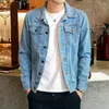 Herrjackor denim män våren höst mode streetwear bomull jeans rockar manlig casual koreansk college jean jacka jaqueta maskulina