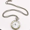 Pocket Watches High Quality Open Face Quartz Watch Analog Display Pendant Clock med halsbandskedja för män Kvinnor CF1017