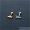 Studguld Sier Plated CZ ￶rh￤ngen f￶r eleganta flickor Kvinnor Dainty Mini Bar Lip Rings Nails Earring Wedding Design Drop Delivery Jewelr Otsi4