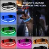 Dog Collars Leashes Newest Nylon Led Collar Night Safety Flashing Glow In The Dark Leash Dogs Luminous Fluorescent Pet Supplies Dr Otkt2