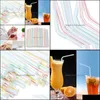 Disposable Cups Straws 100Pcs/Lot Flexible Plastic Sts Striped Mti Colored St 8 Inch Long Drop Delivery Home Garden Kitchen Dining Dhgbu