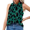 Kvinnors tankar Kvinnor Summer Elegant ärmlös Halter Floral Print Blueses and Shirts 2023 Femme Casual Shirt Topps Sexig Pullover Tunika