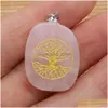 Charms Natural Stone Square Reiki Healing Gold Tree of Life Symbool Crystal Turquoises Rose Quartz Stones Hanger voor sieraden Dhgarden Dhmh7