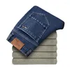 Heren jeans man casual thermische fleece wol winterbedrijf rechtstreeks midden-taille elastische broek big size 100-260G