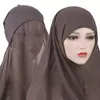 Bonnets Bonnet/Tête de mort Casquettes Turban en mousseline de soie sous-écharpe Hijab instantané uni personnalisé avec maillot intérieur Bonnet Foulard Bonnet long Châle Écharpe