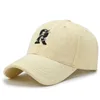 Casquettes de baseball R Alphabet broderie casquette de baseball pour hommes femmes couleur unie simple été visière extérieure casquettes à visière coton doux décontracté chapeau de soleil G230201