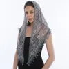 Lenços lenços de renda triângulo bordados para xale mantilla espanhola véu católico mulheres lenço preto branco