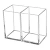 Storage Boxes Clear Makeup Brush Holder 2 Grids Large Capacity Desktop Organizer Box Pen Pencil Cup Display Cosmetic Container