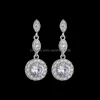 Dangle Chandelier Fashion Round Drop Shaped Earrings With Cubic Zirconia 925 Sterling Sier Needle Long Wedding Jewelry For Women G Otz7T