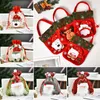 Christmas Decorations Exquisite Gift Bag Santa Claus Linen Drawstring With Handle Printed Stocking Cookie Candy Packaging