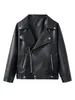 Women's Leather Faux Aelegantmis Loose PU Jacket Women Classic Moto Biker Autumn Winter Lady Basic Coat Y2k Outerwear 230131