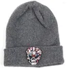 Boinas geebro mulher algodão tricô chapéus de gorro com skull osso stromstones acessórios lã de lã de ladra de moda de moda