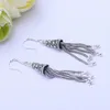 Hoop Earrings Real 925 Sterling Silver Tassel Fine Charm Jewelry For Women