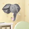 Decorazione da parete 3D Simpatico elefante Testa di animale Montaggio a parete Decorazione Hang Murale Peluche Nordic Home Room Nursery Kindergarten Artwork Decor 230131