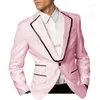 남자 정장 2023 핑크 2 조각 저녁 식사를위한 남자 정식 파티 턱시도 남자 남자 노치 옷깃 웨딩 재킷 바지