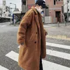 Men's Wool Blends Lamb wool big thickened long coat men's winter particle large size padded jacket Hong Kong style unisex warm windbreaker 230201