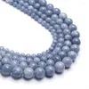 Pärlor Natural Blue Angelite Stone Round Loose For Fashion Accessories Jewellery Making DIY Armband 6/8/10mmC15 ''