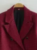 여성용 재킷 여성 2023 가을 패션 하운드 스투스 크로프 블레이저 코트 빈티지 긴 소매 암컷 겉옷 세련