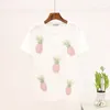 Dames t shirts katoenen t-shirt vrouwen roze witte zwarte diamanten set ananas print korte mouwen losse t-shirts dame's tops