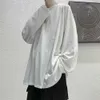 Camisetas masculinas Design dividido Men t-shirts de mangas compridas moda coreana tops soltos tees masculino camise