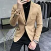 Mens Suits Blazers Deerskin Leather Jacket Casual Slim Hombre Suit Terno Masculino Clothing 6 Color 230131