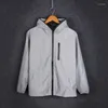 Männer Jacken 2023 Frühling Männer Jacke Casual Hiphop Windjacke Reflektierende Mit Kapuze Und Frauen Liebhaber Mantel Fluoreszierende Kleidung