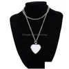 Pendant Necklaces Thermal Transter Sublimation Blank Necklace Designer Jewelry Heart Lettering Pendants Diy Sier Valentines Day Love Dhv9E